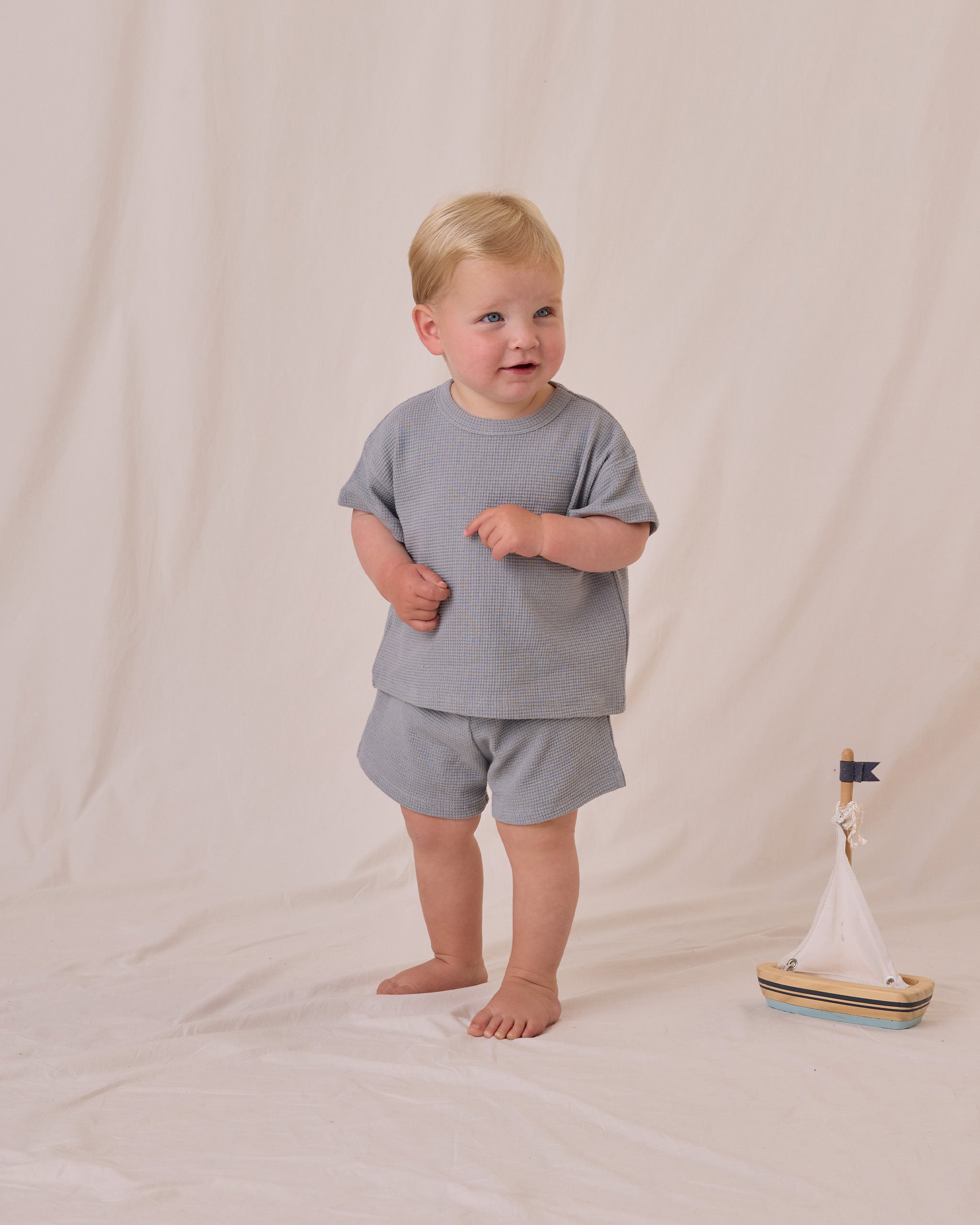  Waffle Tee + Short Set || Blue、mySite、layawaytickets