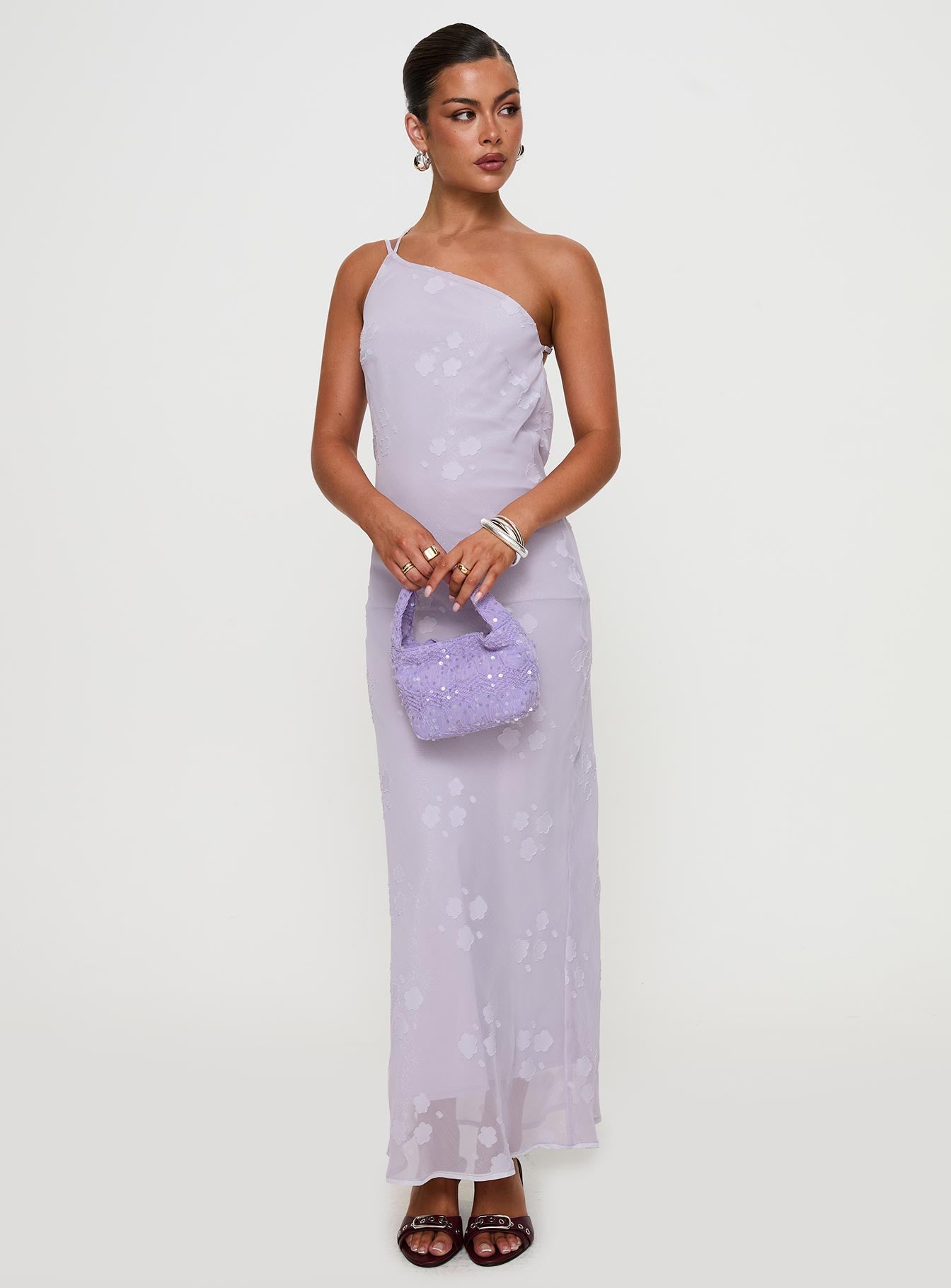 Jazmira One Shoulder Maxi Dress Lilac、mySite、solidvoid