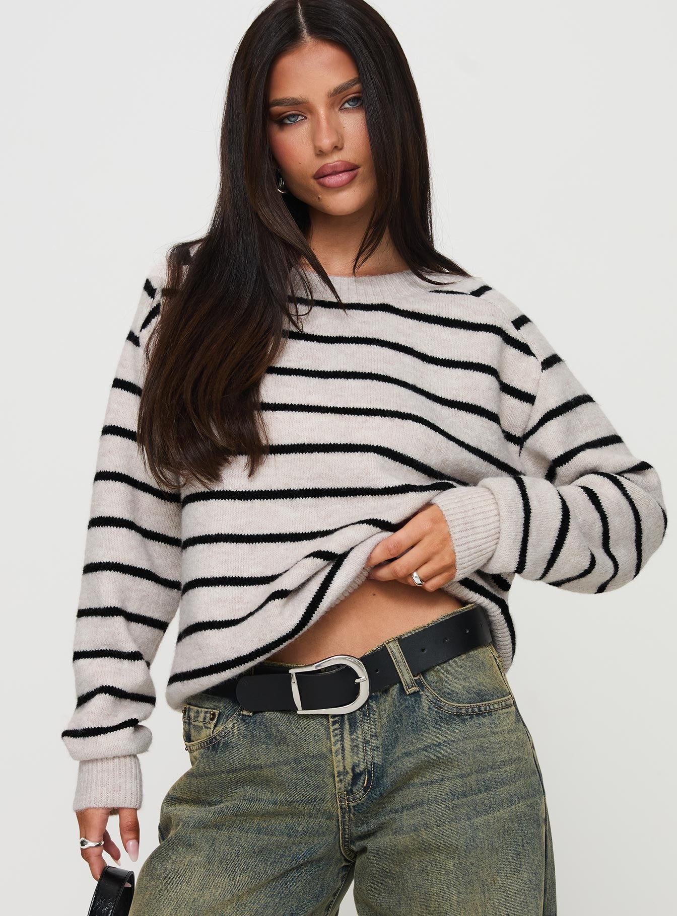 Souvenirs Knit Sweater Grey Stripe、mySite、solidvoid