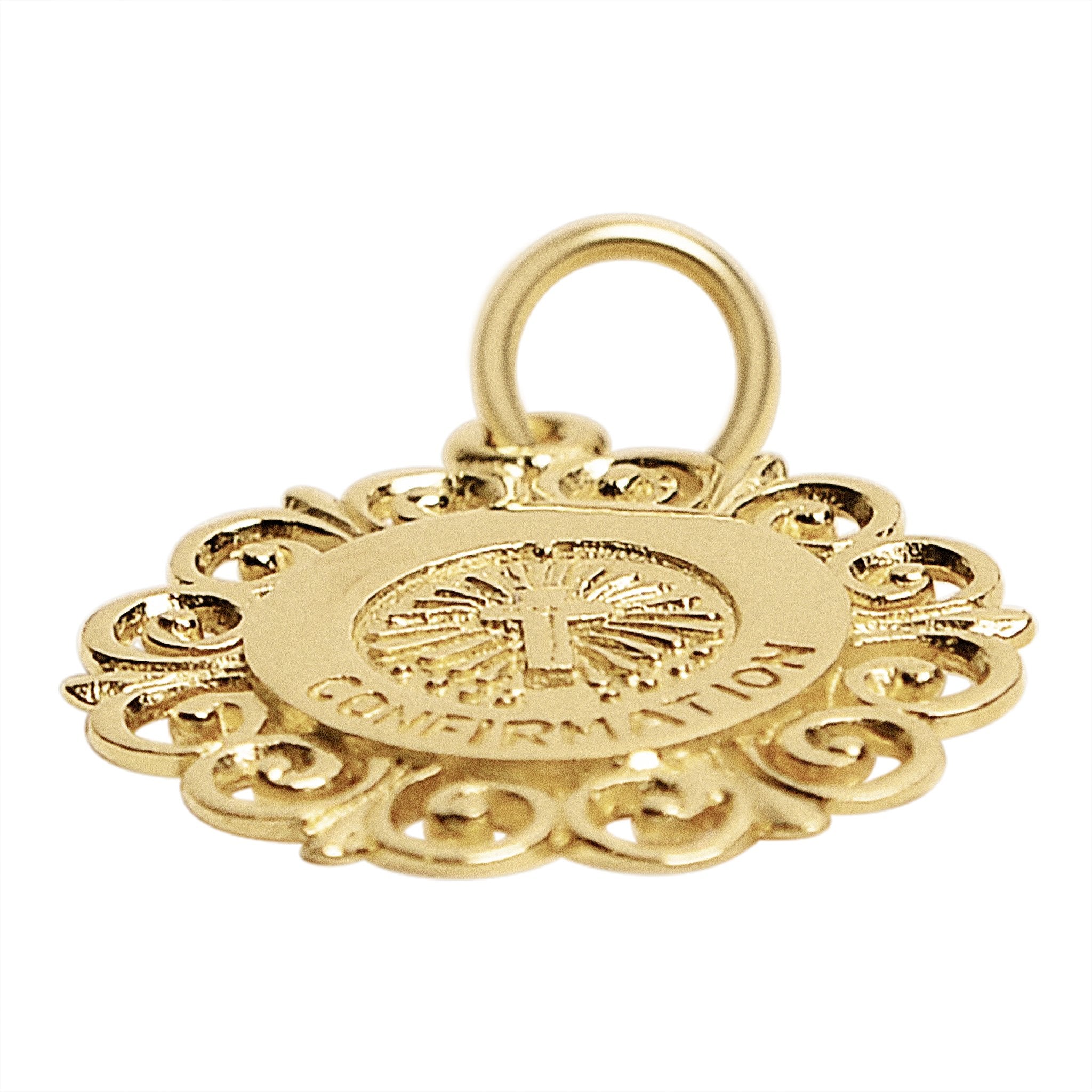 Sterling Silver 18K Gold PVD Coated Gold Confirmation Cross Pendant / SSP0167、mySite、dreamappss