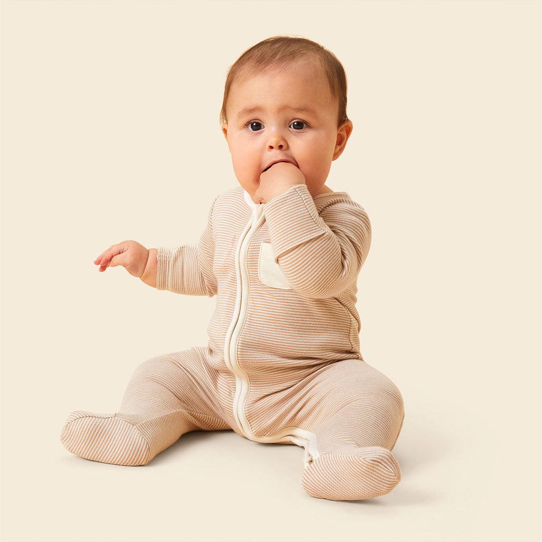  MORI Clever Zip Sleepsuit - Oatmeal Stripe、mySite、merchandisen