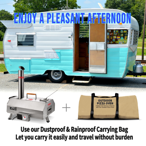 Stainless Steel Pizza Oven Outdoor 12" Automatic Rotatable Pizza Ovens,Portable Wood Fired Pizza Oven Pizza Maker with Timer, Built-in Thermometer,Pizza Cutter & Carry Bag、、eastwooduniform