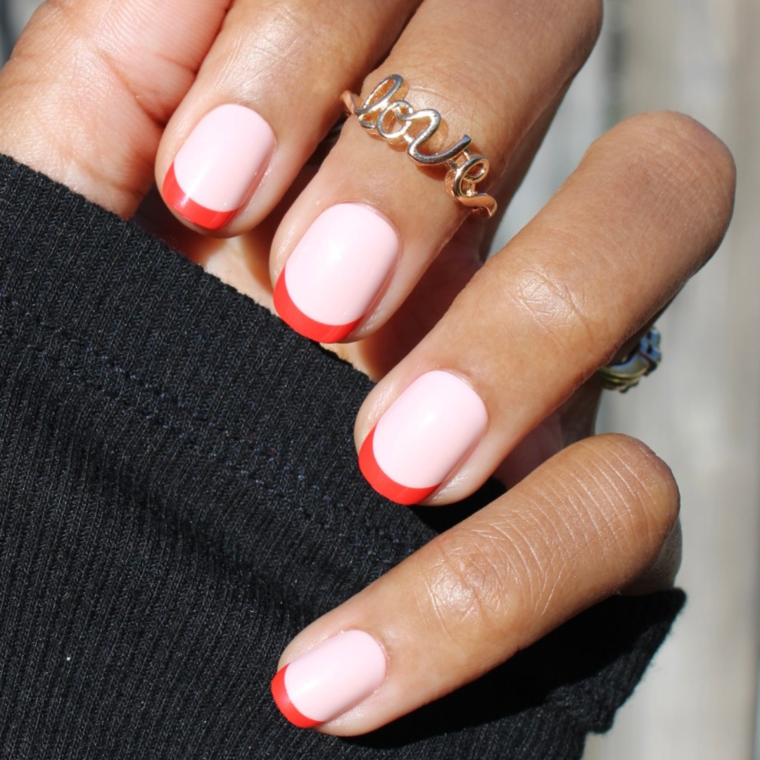 Tonal Valentine French | Extra Short | Squoval - Tab Press-On、mySite、solidvoid