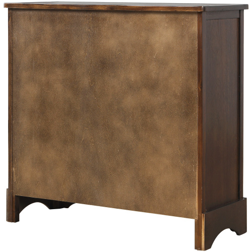 TREXM Rustic Storage Cabinet with Two Drawers and Four Classic Rattan Basket for Dining Room/Entryway/Living Room (Antique Navy)、、casual