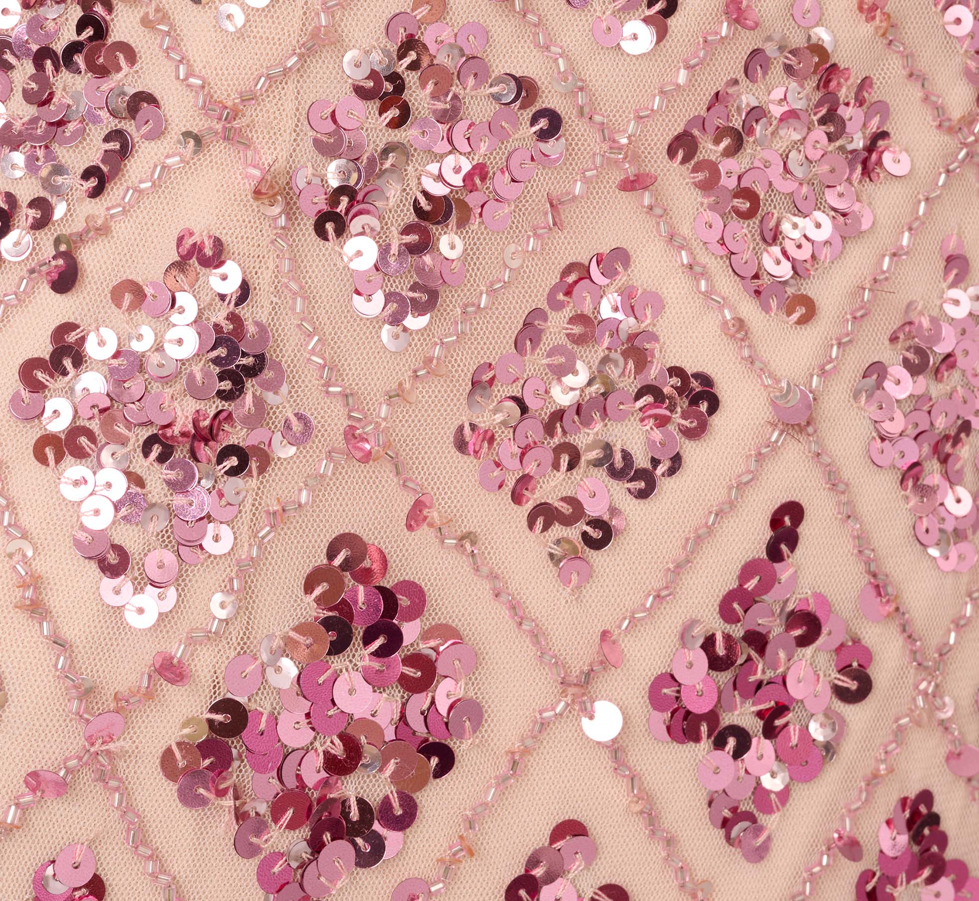 Geometric Sequin Beaded Gown With Scoop Neckline In Pink Multi、mySite、solidvoid