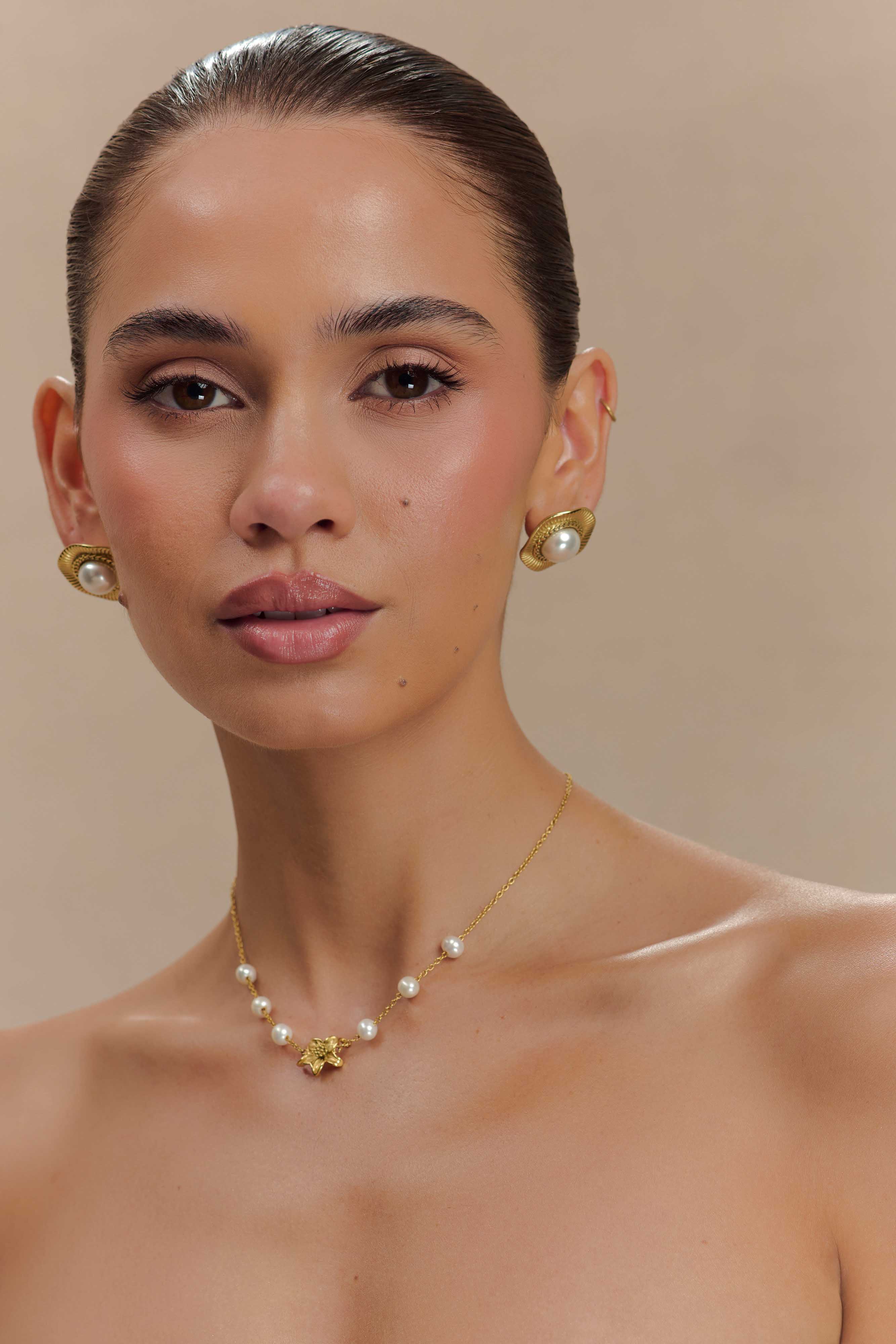 Eva Floral Fresh Water Pearl Necklace - Gold、mySite、solidvoid