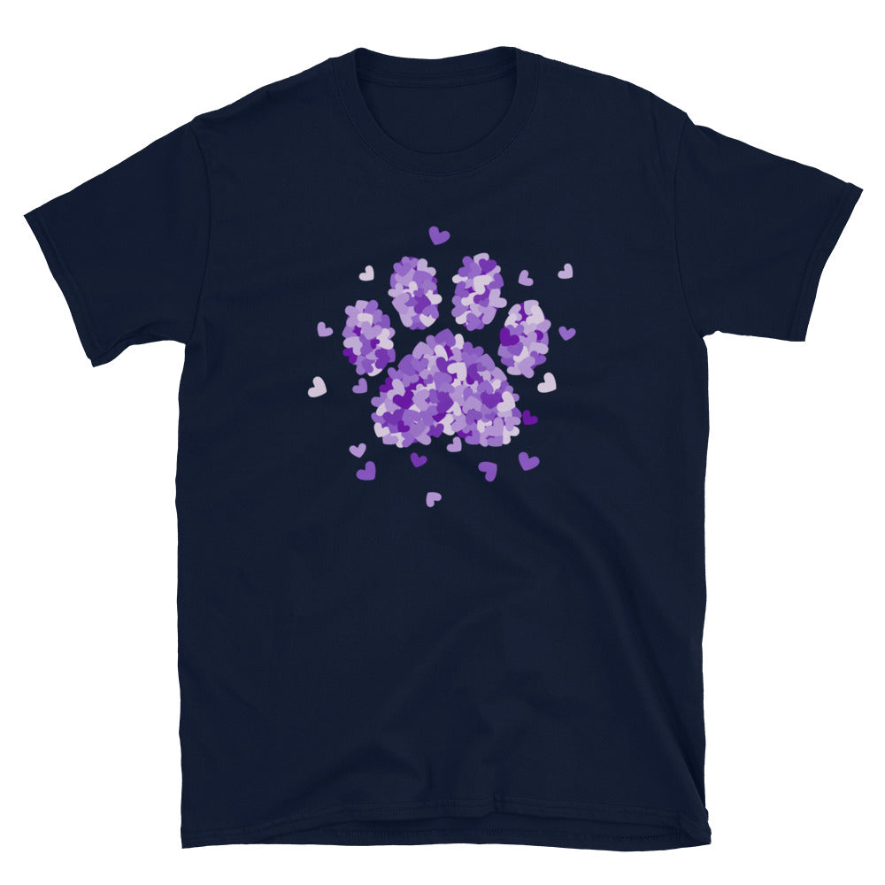 Purple Paw Print of Hearts T-Shirt、mySite、camillekostekn
