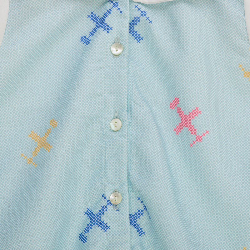 Kota Cotton Embroidered Dress For Kids | Blue、mySite、camillekostekn