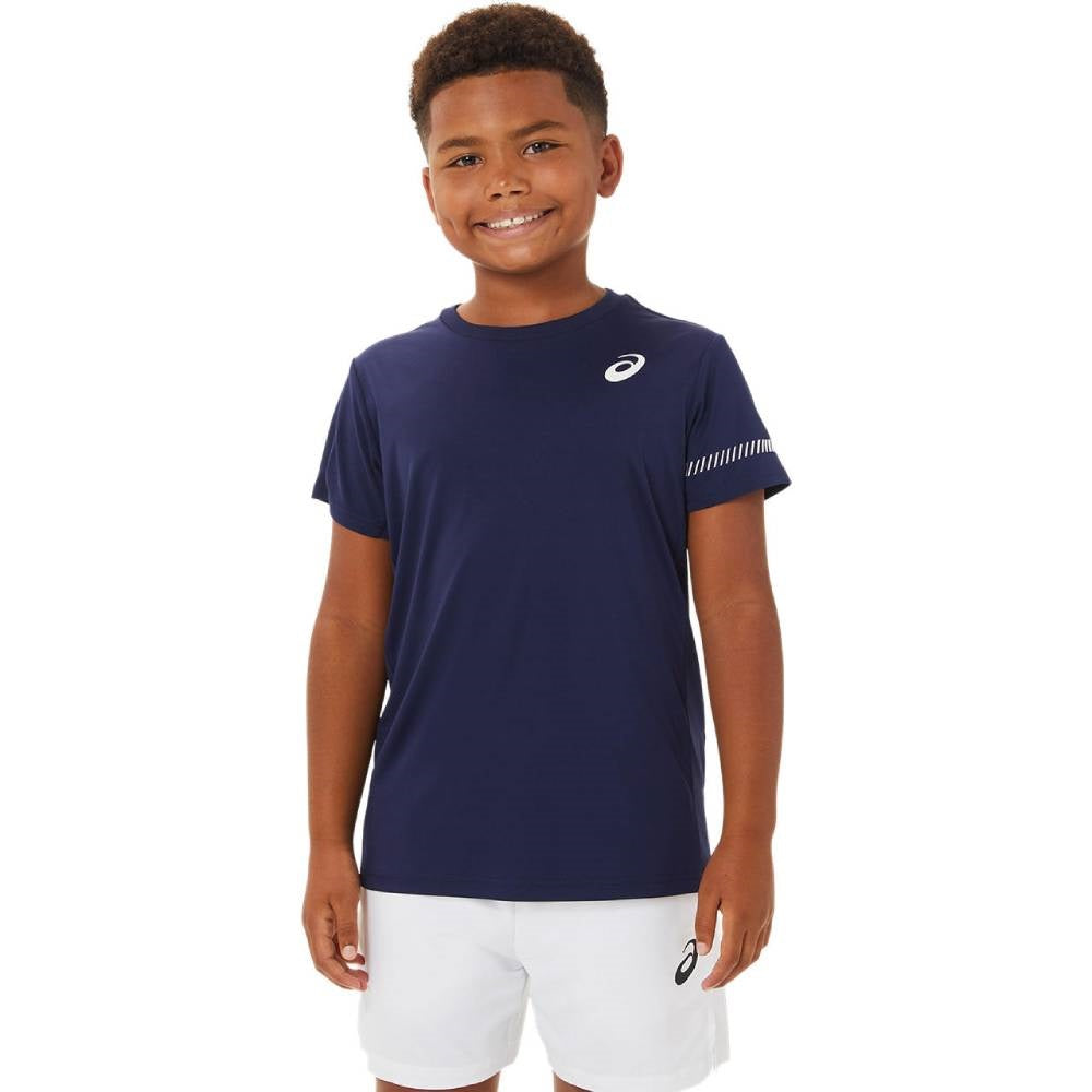 Asics Boys' Tennis Short Sleeved Top (Peacoat)、mySite、neckold