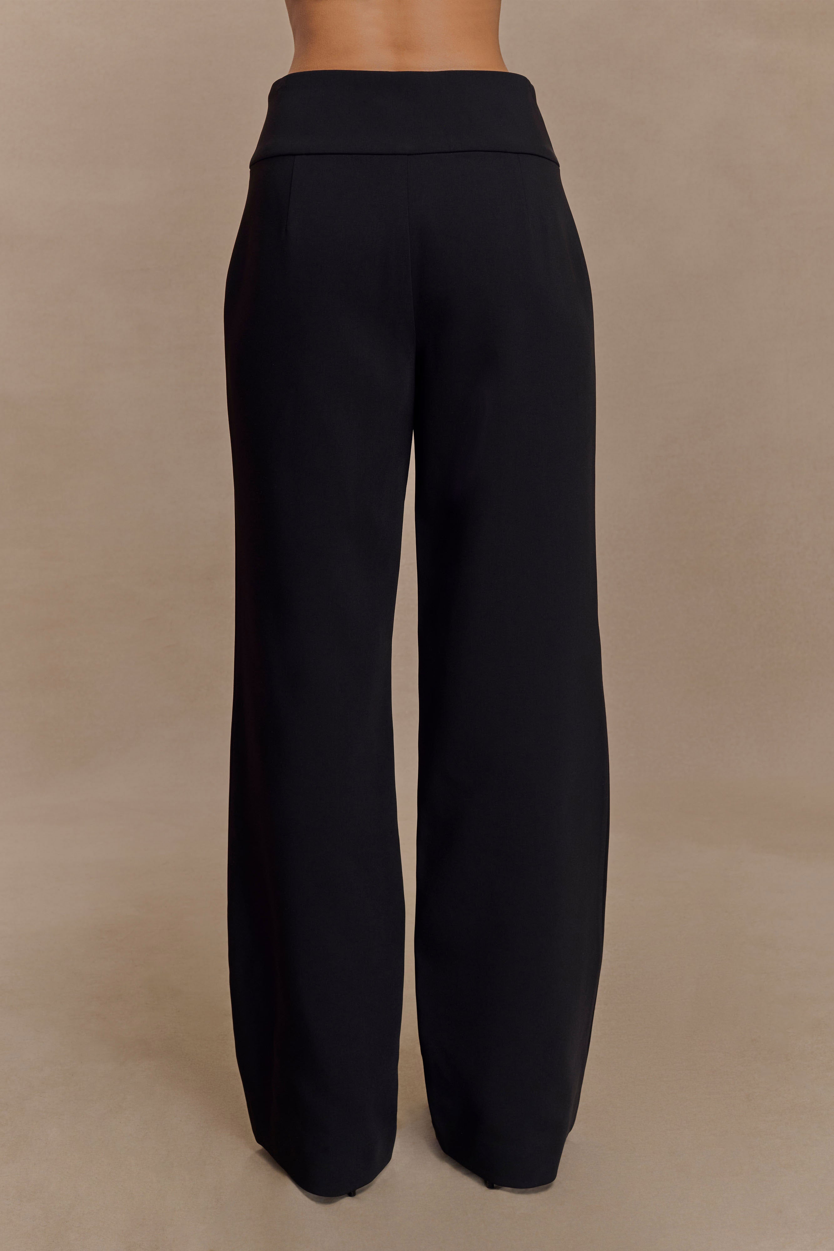 Lindie Straight Leg Suiting Pants - Black、mySite、solidvoid