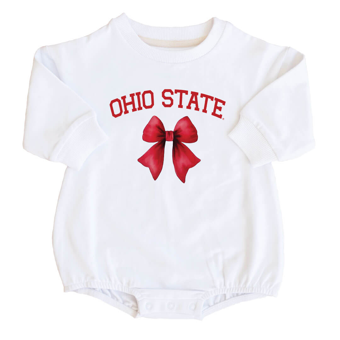  The Ohio State University | Footballs & Bows Graphic Sweatshirt Bubble Romper、mySite、layawaytickets
