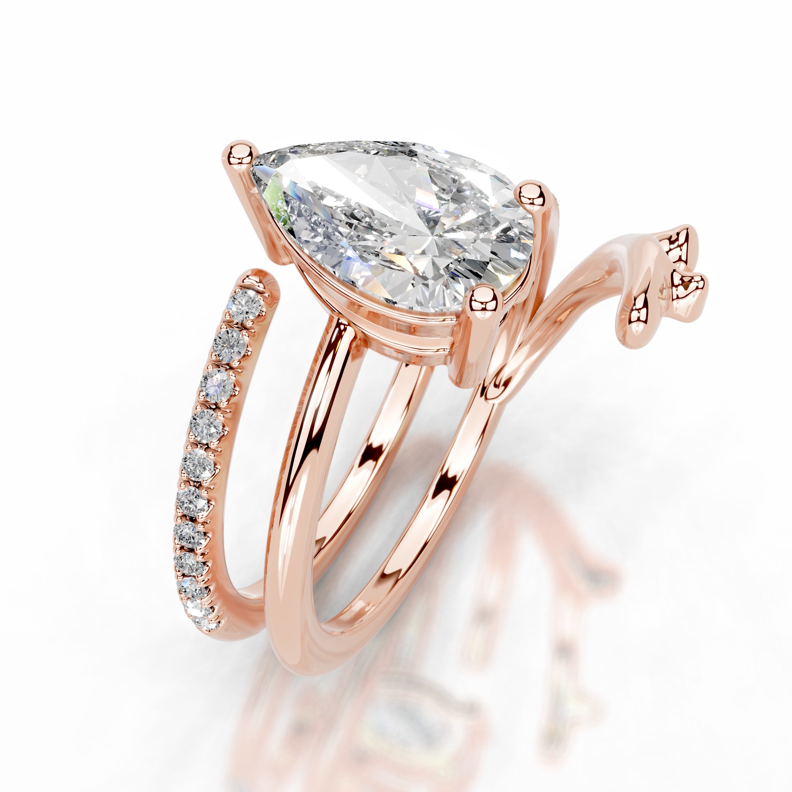 Branching Elegance Lab Grown Diamond Ring - 14K Rose Gold、mySite、hinf8tx79