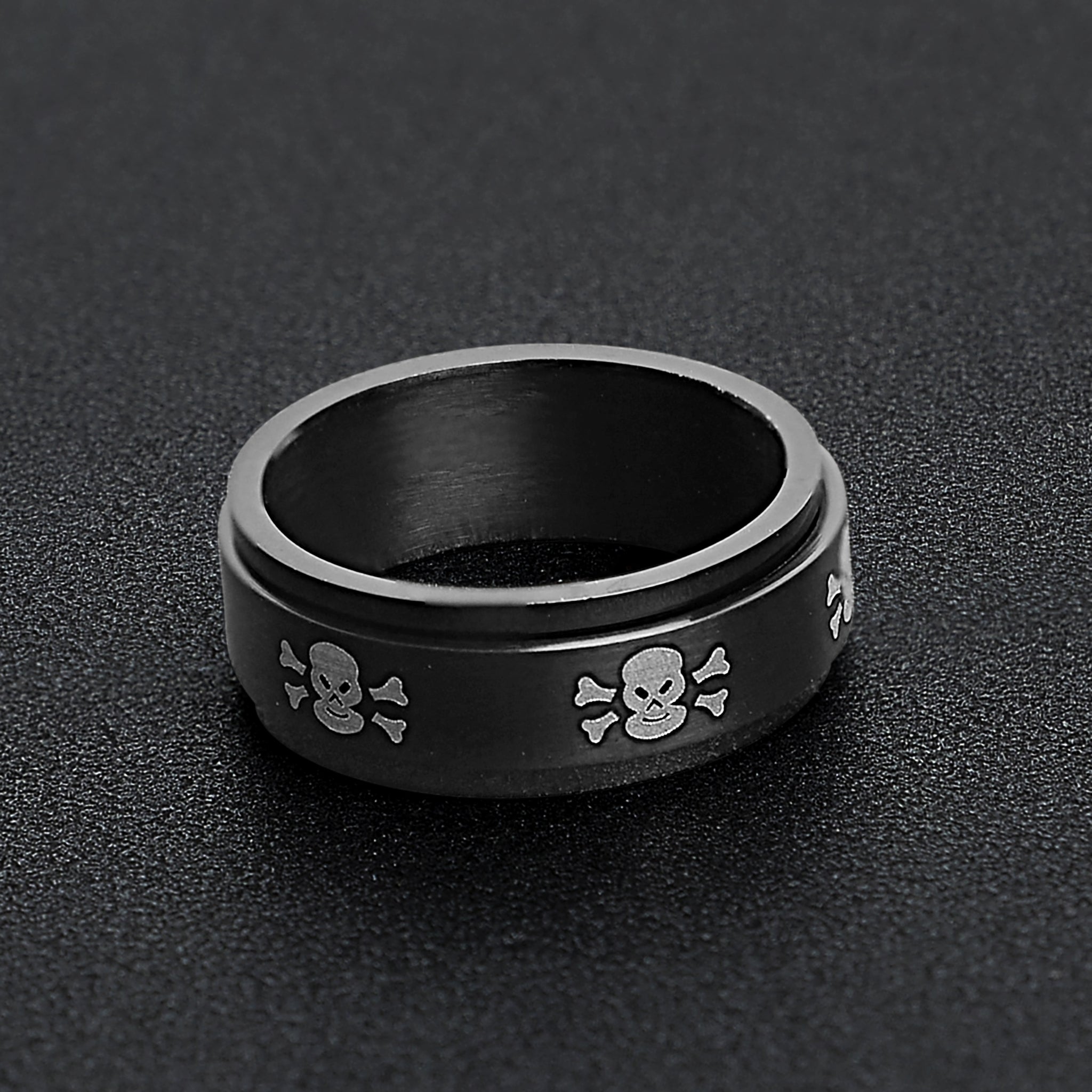 Stainless Steel Black & White Skull Spinner Ring / STC003、mySite、dreamappss