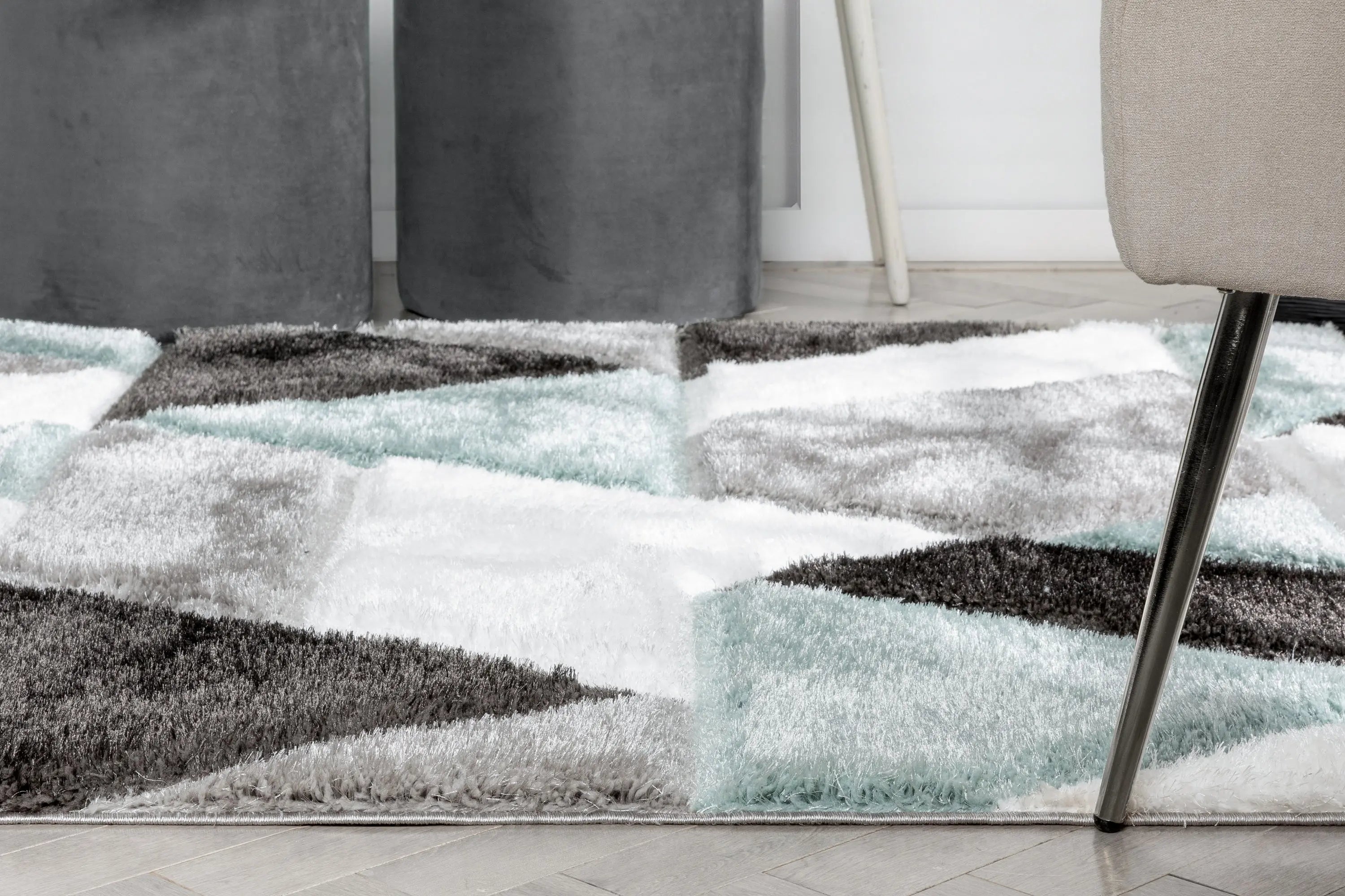 Holland Modern Geometric Light Blue 3D Textured Thick & Soft Shag Rug、mySite、gigharbornorthrealestate