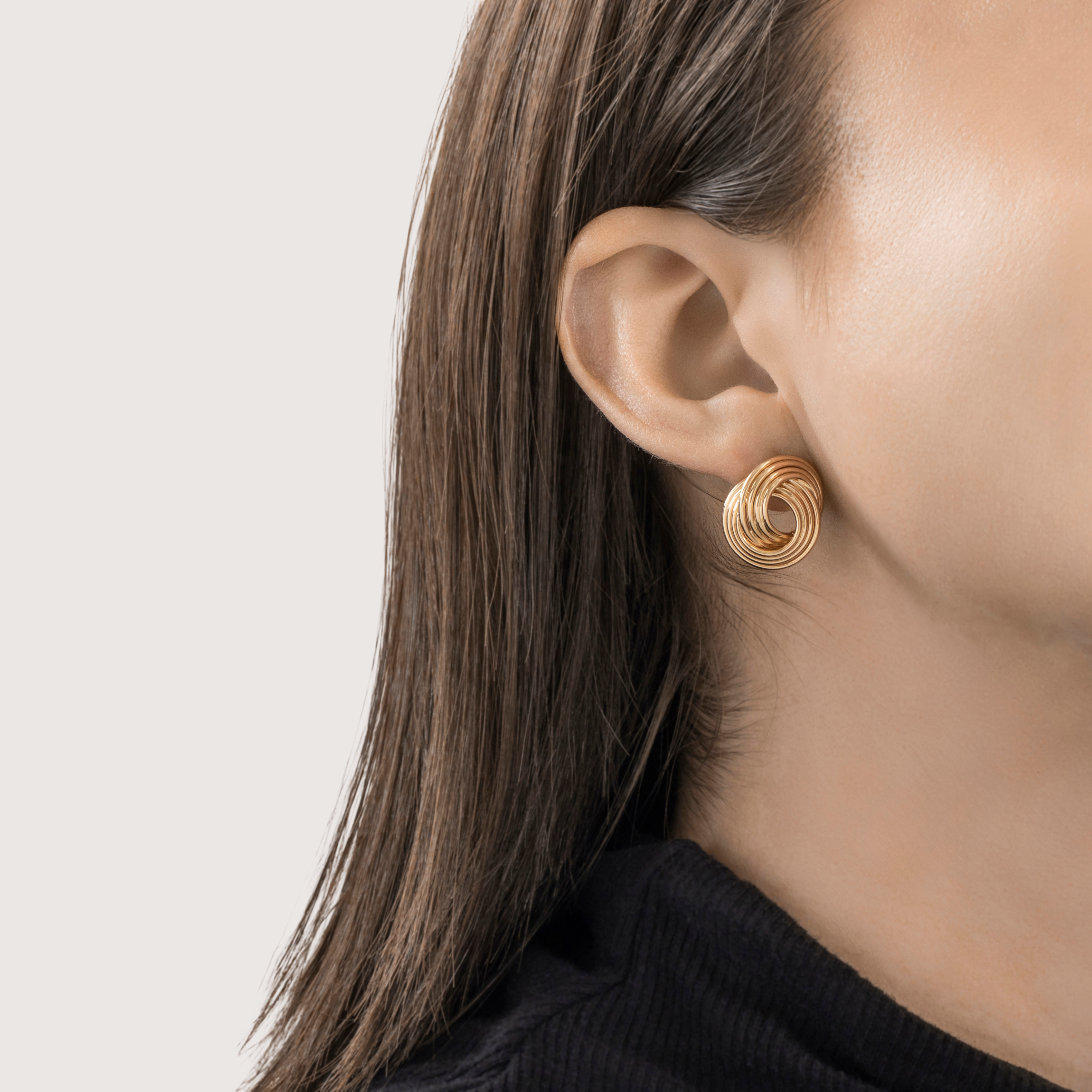 Vintage Statement 14k Yellow Gold Swirling Circles Stud Earrings、mySite、hinf8tx79