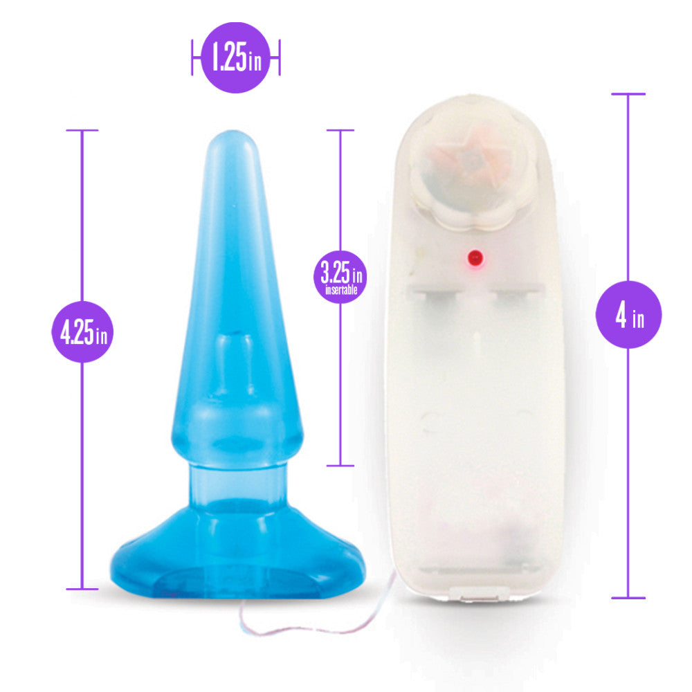 B Yours By Blush® | Basic Pleaser Remote-Control Blue 4.25-Inch Vibrating Anal Plug、mySite、bottomscart
