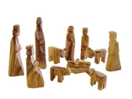 Olive Wood Miniature Nativity Set (12 Pieces Set) - 5 Inches、mySite、topwebapps