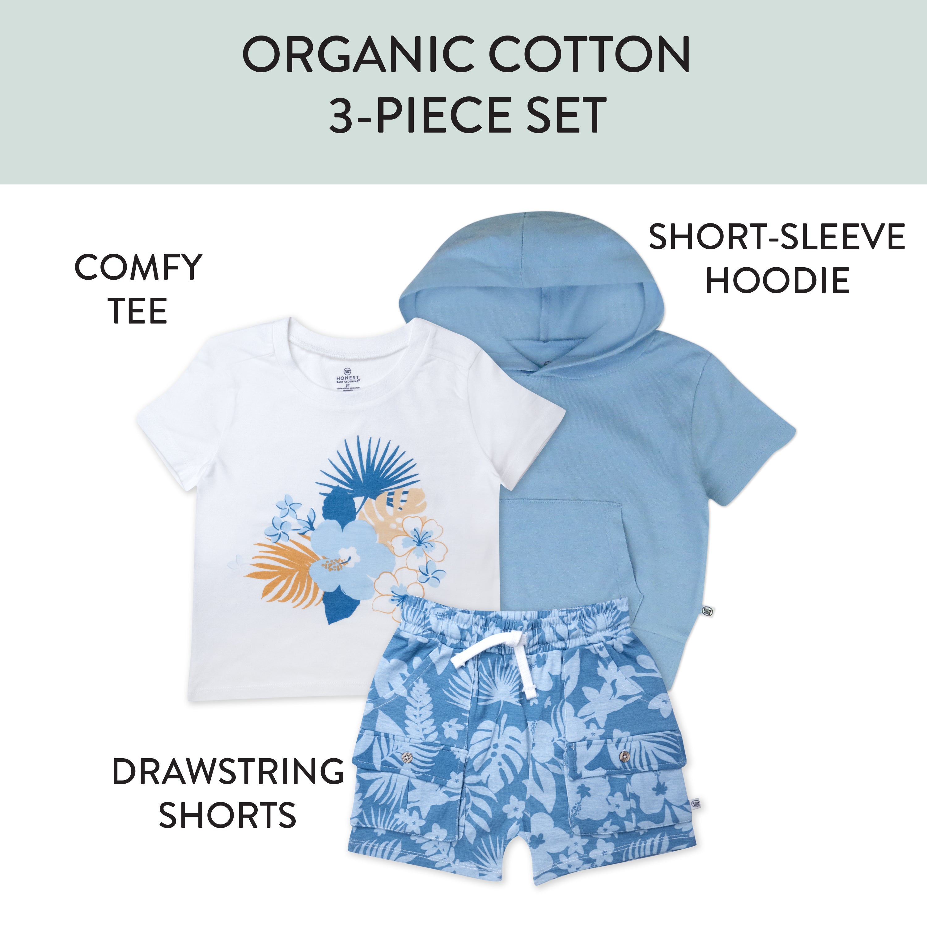  3-Piece Short Sleeve Hoodie, T-shirt and Short Set、mySite、layawaytickets