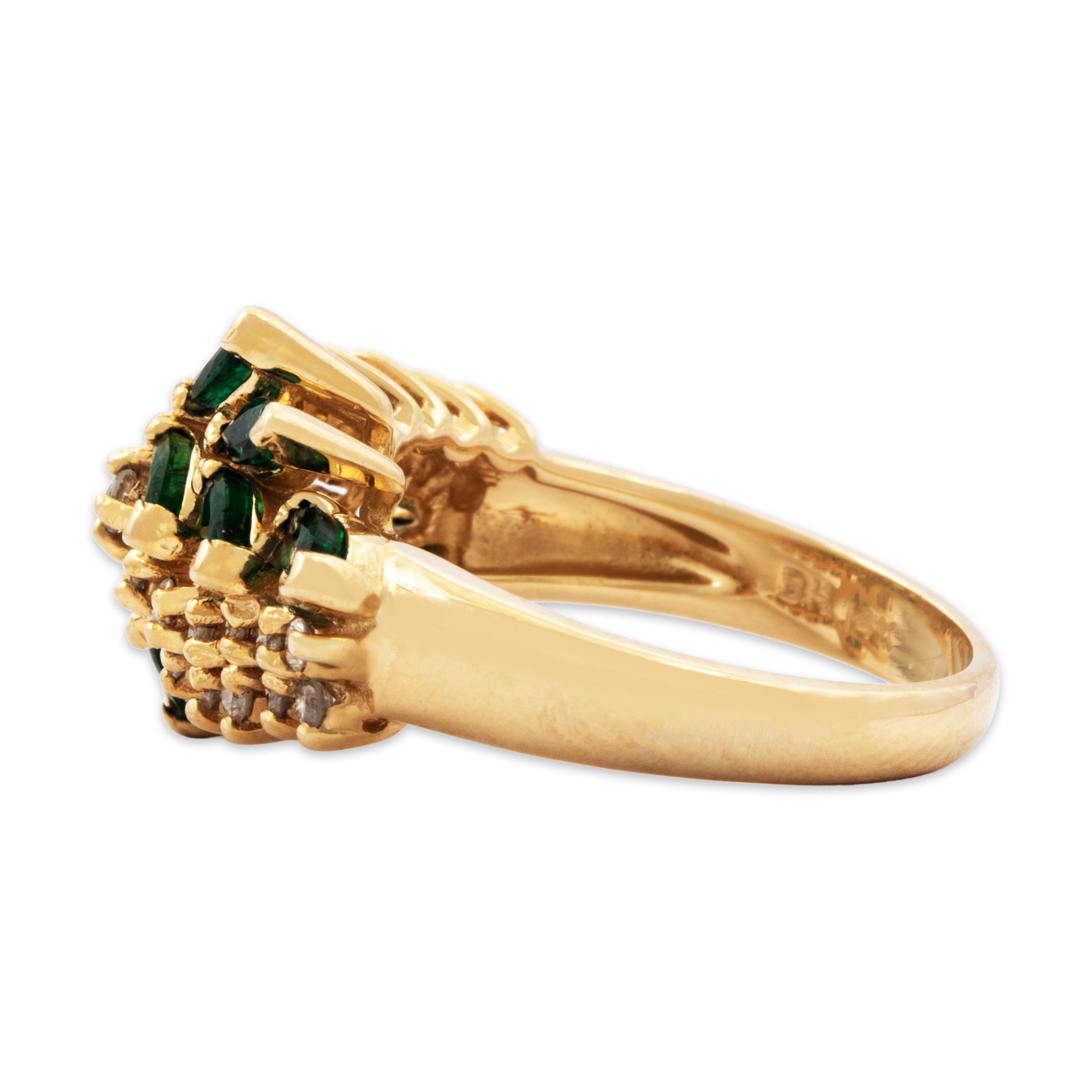 Vintage 14k Yellow Gold .7cttw Emerald Diamond Dramatic Duo Ring 6.50、mySite、hinf8tx79