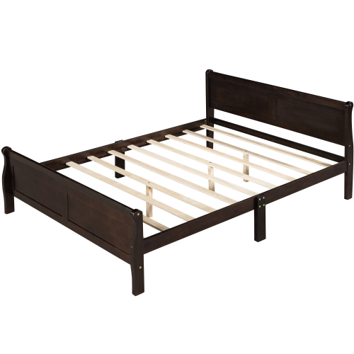 Wood Platform Bed Twin Bed Frame Mattress Foundation Sleigh Bed with Headboard/Footboard/Wood Slat Support、、casual