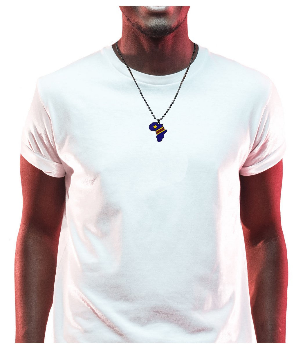 Democratic Republic of Kongo Flag Pendant Necklace Africa Map jewelry、mySite、solidvoid