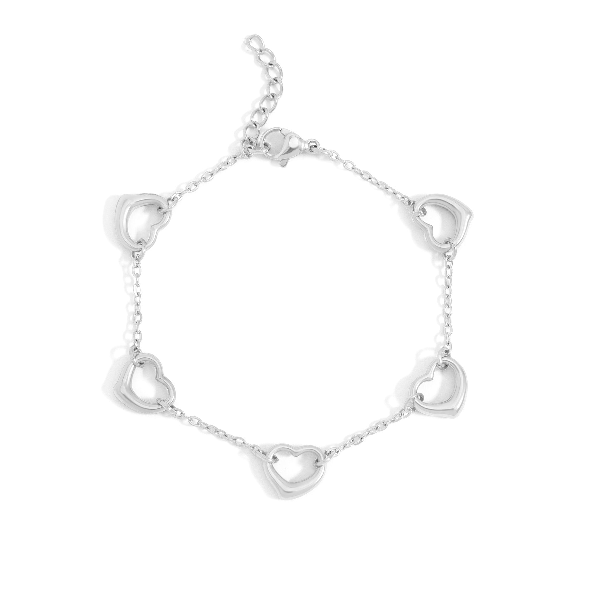 18K Gold PVD Stainless Steel Station Heart Bracelet / BRJ1070、mySite、dreamappss