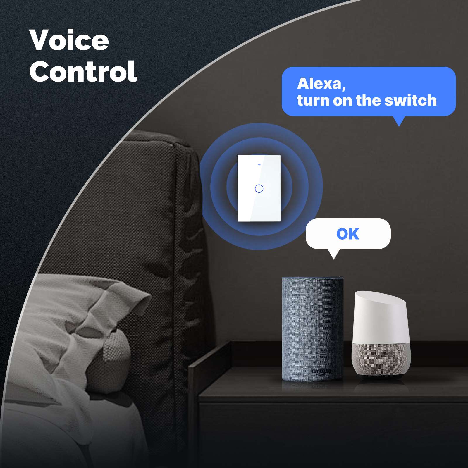 ZigBee Smart Light Switch Touch Glass Panel Neutral Wire Required US Standard、mySite、fannypackpong