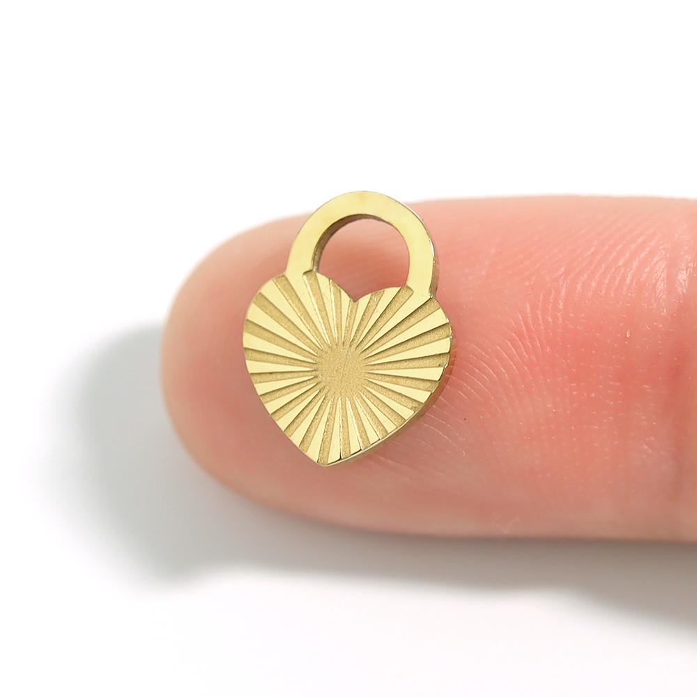 18K Gold PVD Stainless Steel Sunburst Heart Lock Charm / PDL0022、mySite、dreamappss