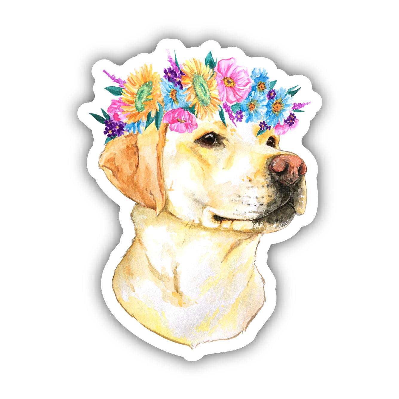  Yellow Lab With Flower Crown Sticker、mySite、elrpsem3k