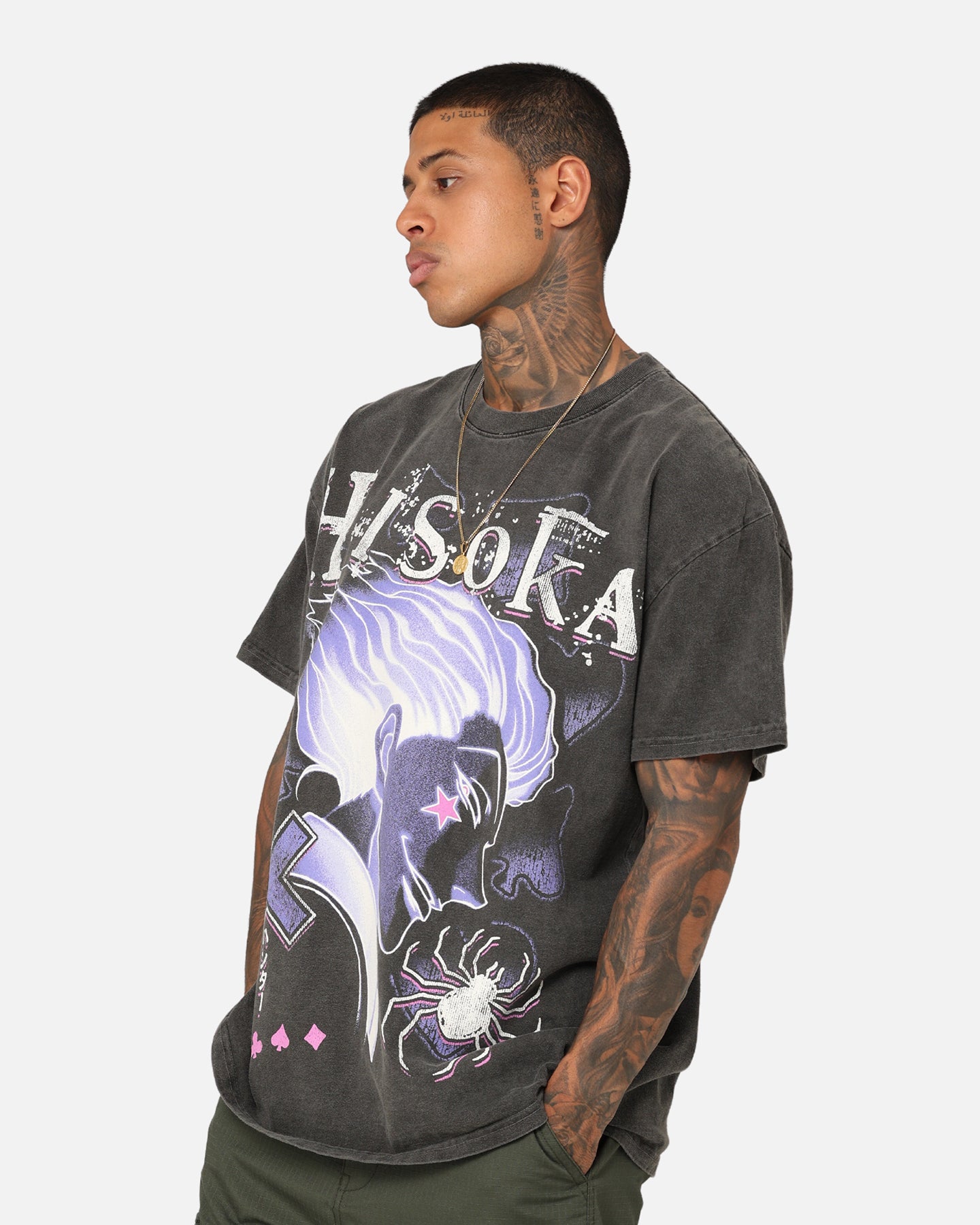 Goat Crew X Hunter X Hunter Hisoka Heavyweight Vintage T-Shirt Black Wash、mySite、zt4zffjzw