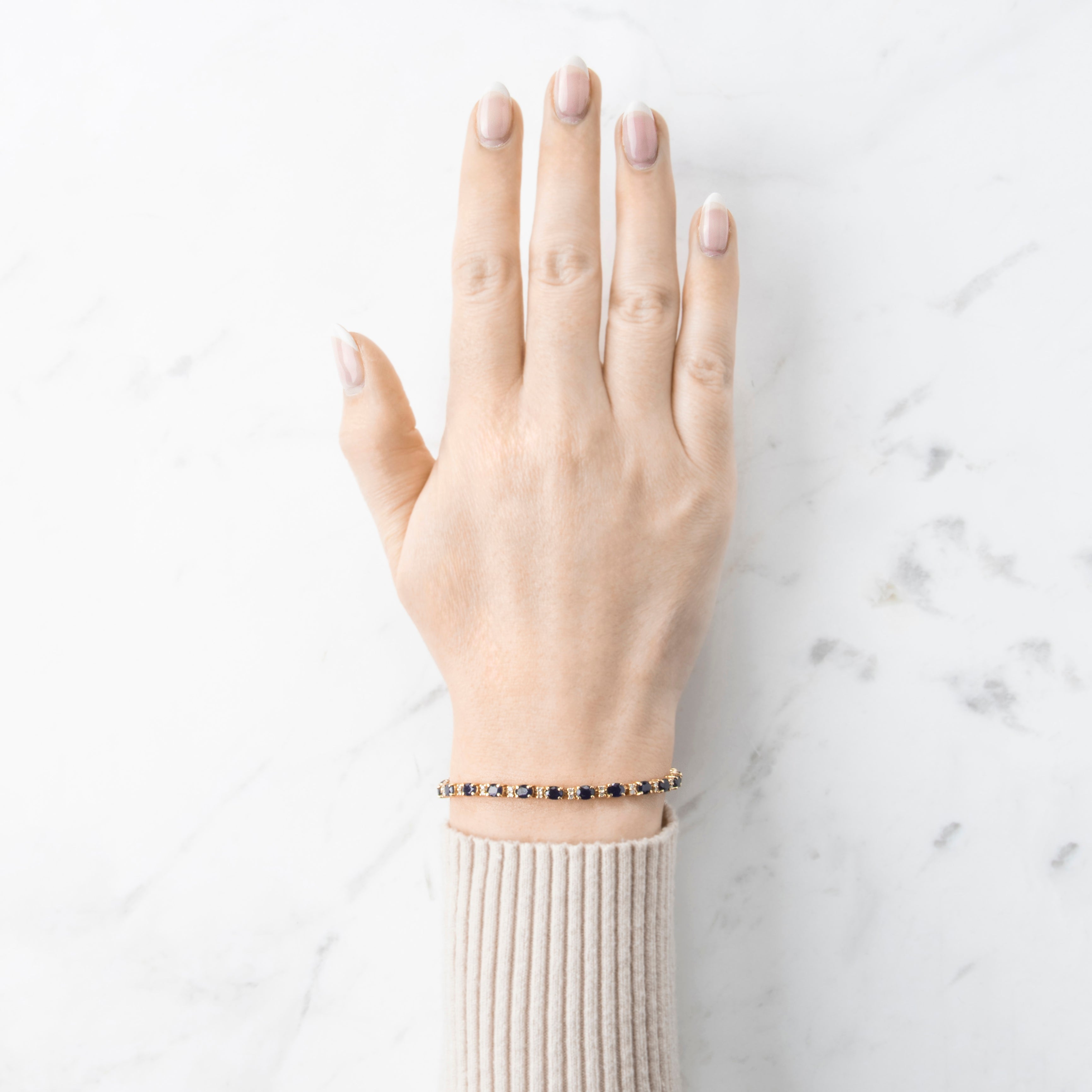 Vintage 14k Yellow Gold 6.5cttw Blue Sapphire .55cttw Diamond Bracelet 6.75、mySite、hinf8tx79