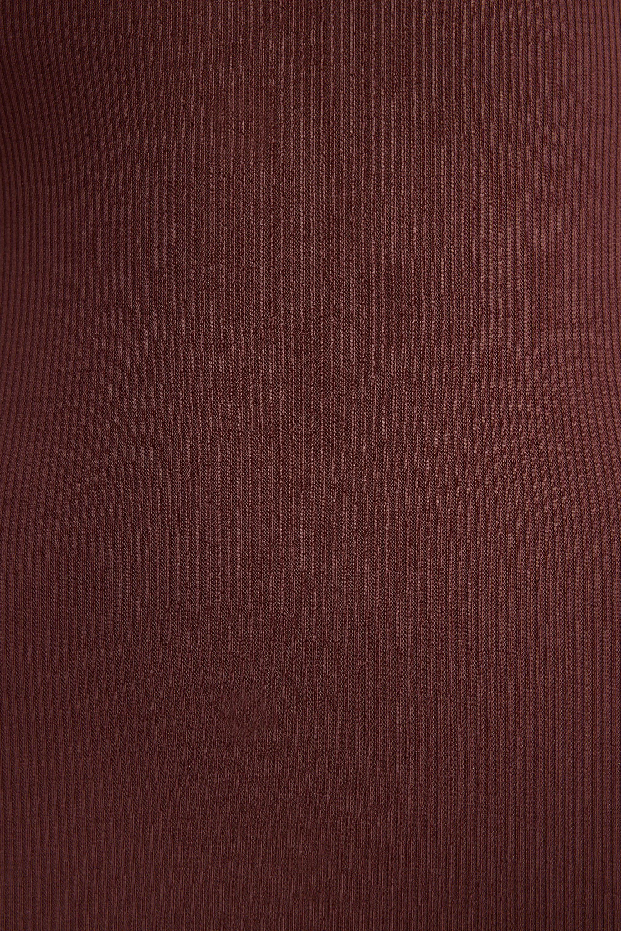 Ribbed Modal Square Neck Maxi Dress in Chocolate、mySite、solidvoid