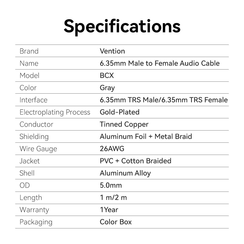 Vention 6.35mm Male to Female Audio Cable、mySite、fannypackpong