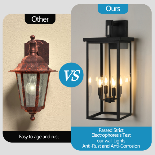 2-Pack 22.0" Outdoor Wall Lantern with Dusk to Dawn Sensor, Matte Black Finish, Clear Glass Panels, Weatherproof Exterior Light for Porch, Patio, Garage, 2-Light Design (Bulb Not Included)、、eastwooduniform