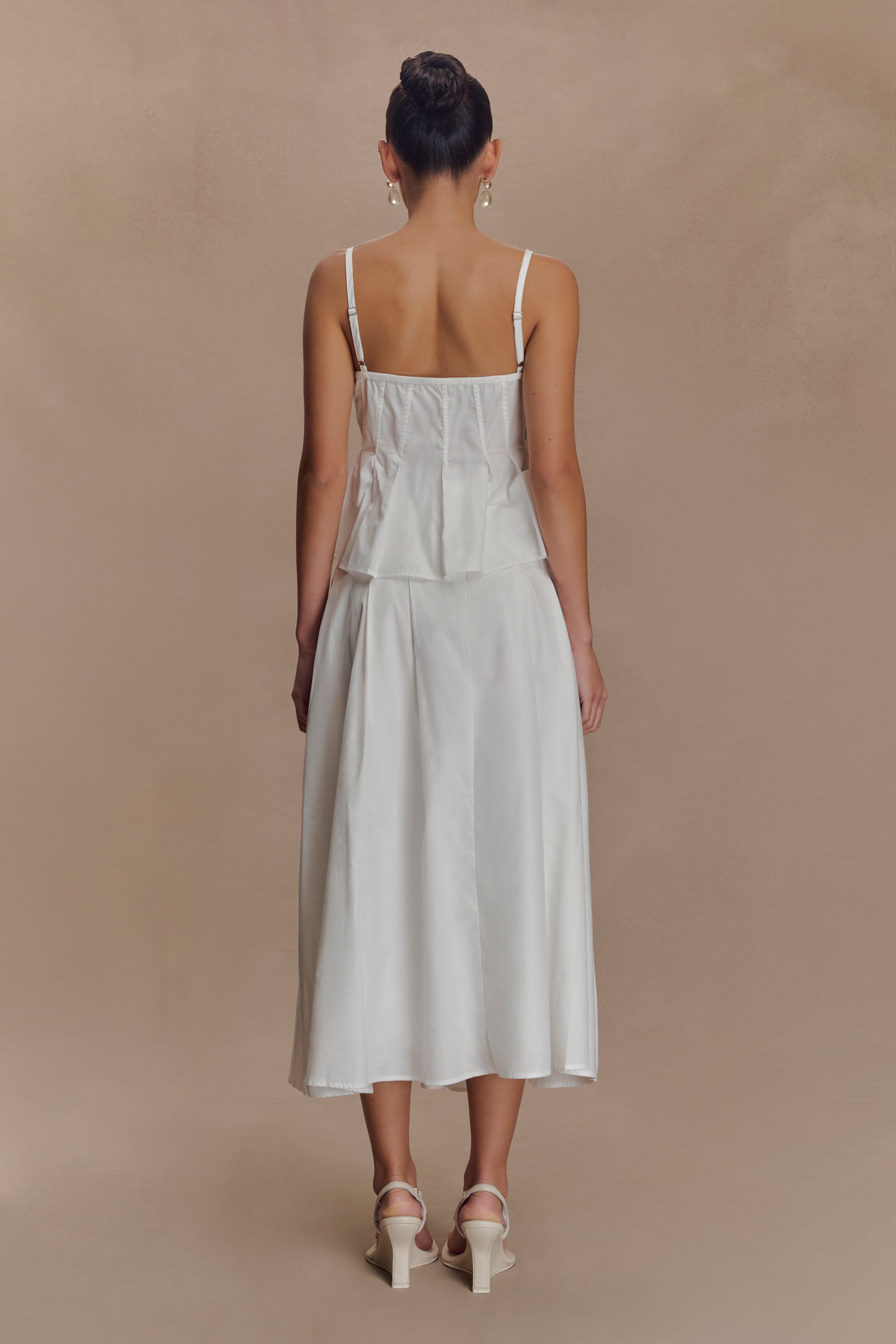 Mae A-Line Midi Skirt - White、mySite、solidvoid