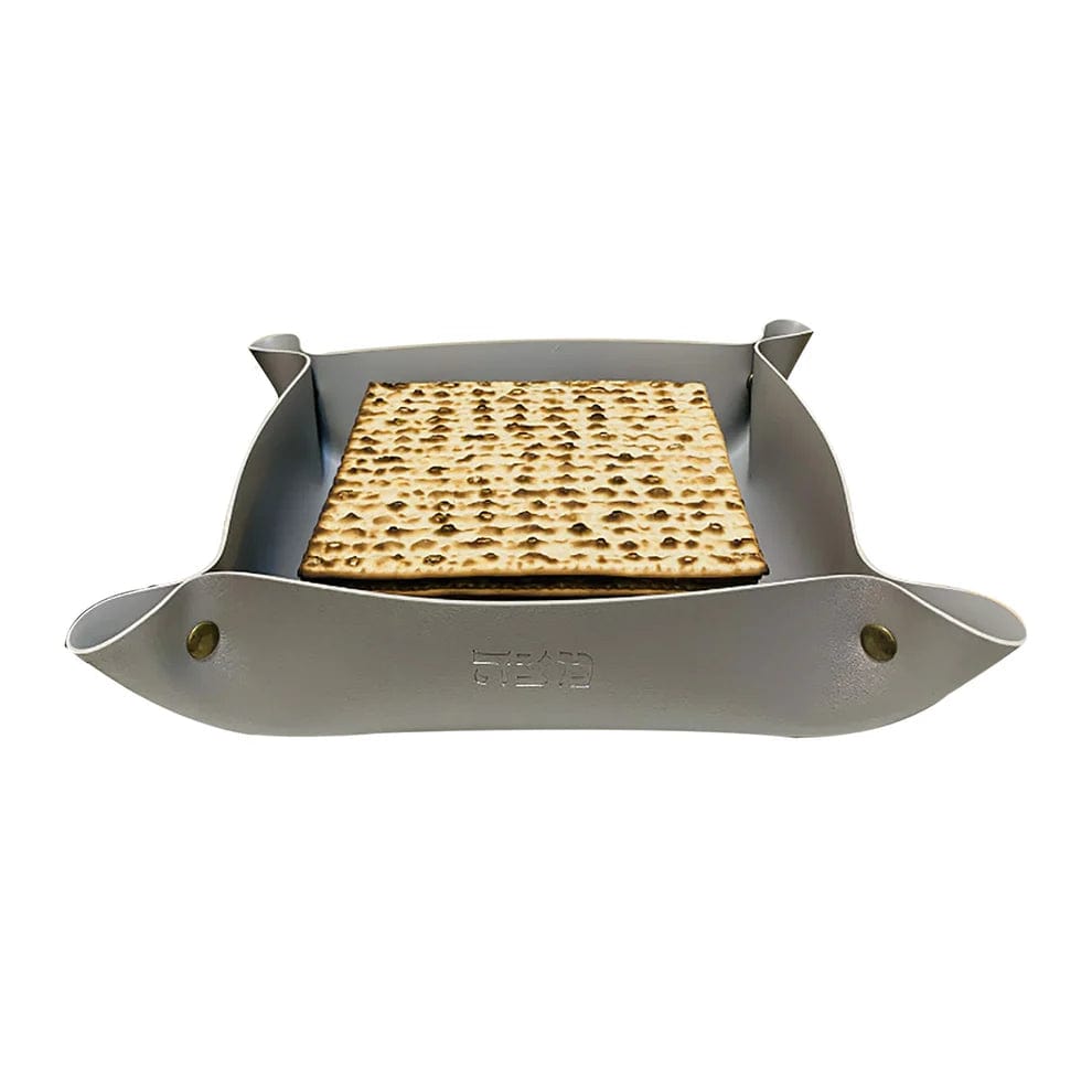 Faux Leather Folding Matzah Tray - Silver、mySite、topwebapps