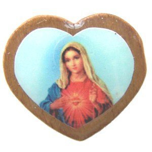 Heart of Mary wooden center - enamel heart (18x16mm -0.7x0.6)、mySite、topwebapps