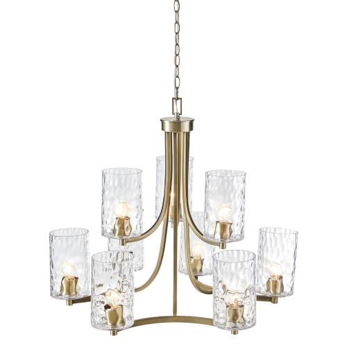 9-light Round Tiered Chandelier with Textured Glass Shades、、eastwooduniform