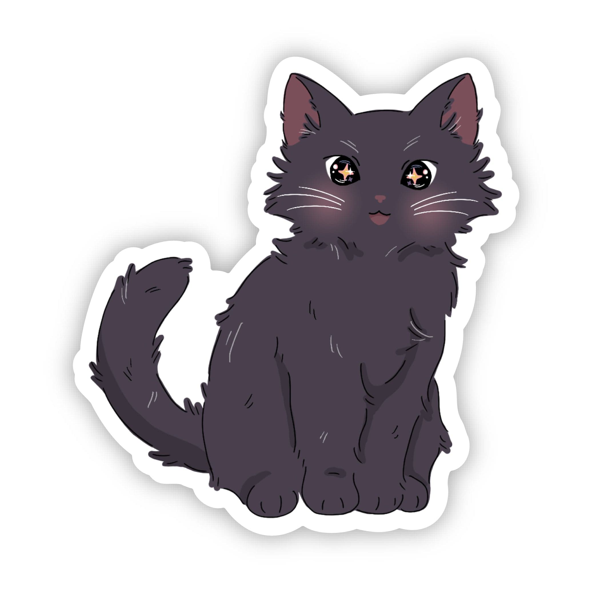  Anime Sitting Black Cat Sticker、mySite、elrpsem3k