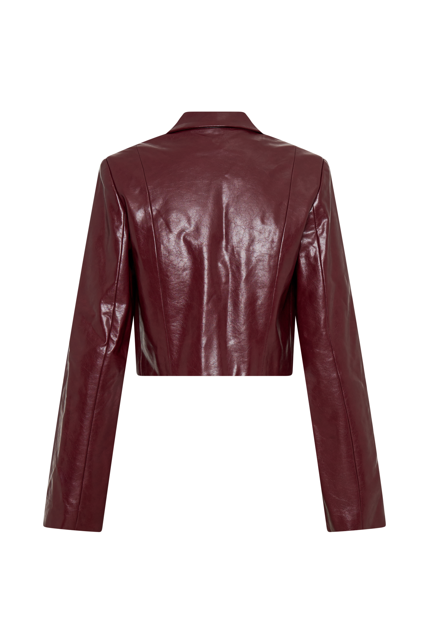 Oli Faux Leather Long Sleeve Top - Cherry Red、mySite、solidvoid