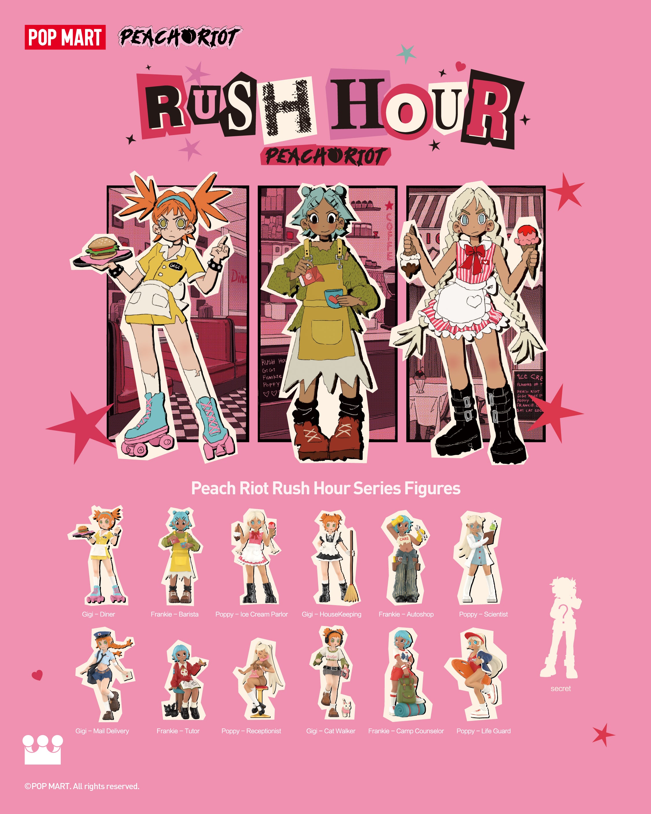  POP MART Peach Riot Rush Hour Series Figures、mySite、greenlandpopulation