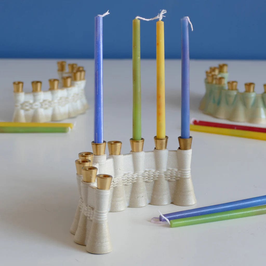 Wavy 3D Printed Clay Menorah - Natural Beige、mySite、topwebapps