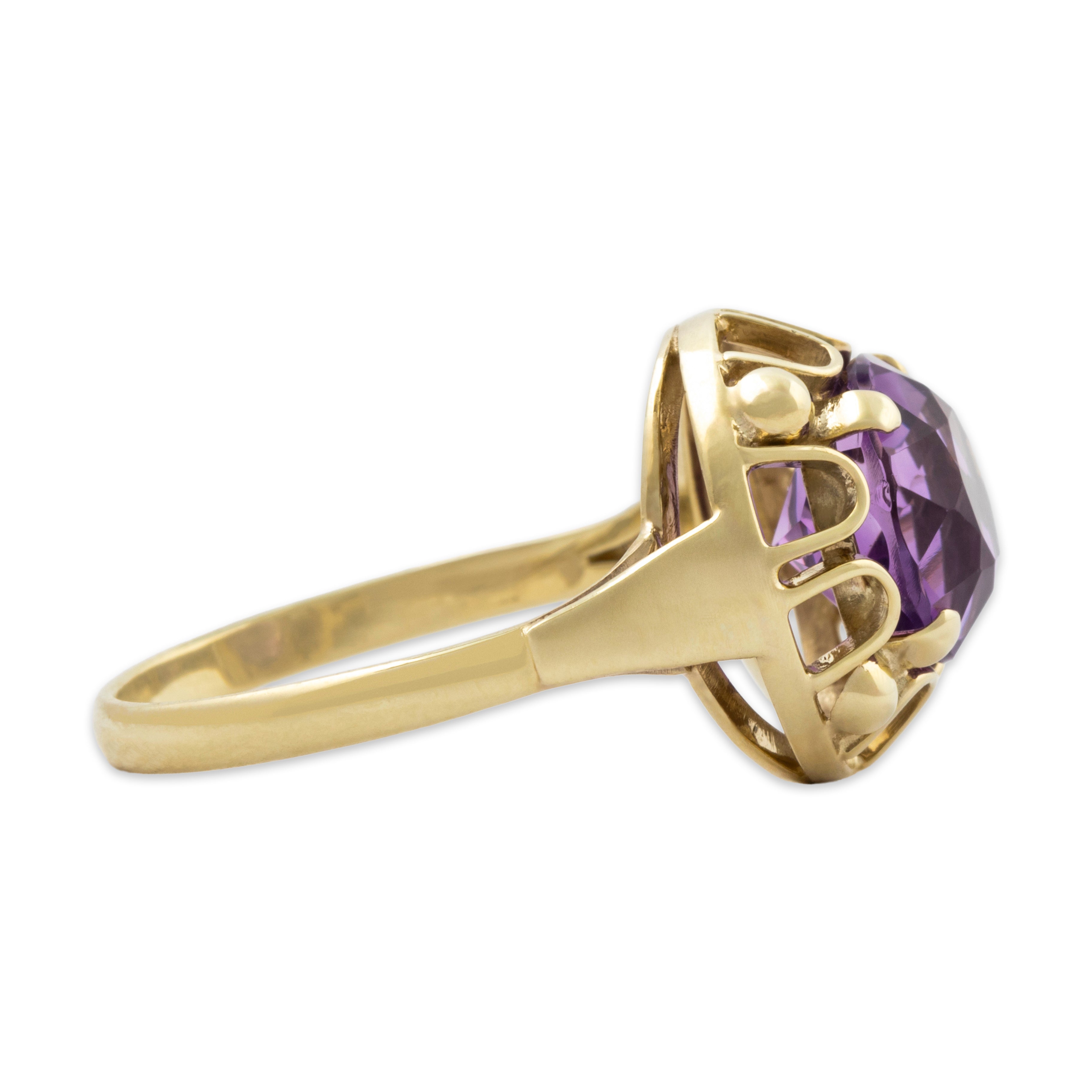 Vintage 8k Yellow Gold 2.2ct Amethyst Dome Ring 7.00、mySite、hinf8tx79