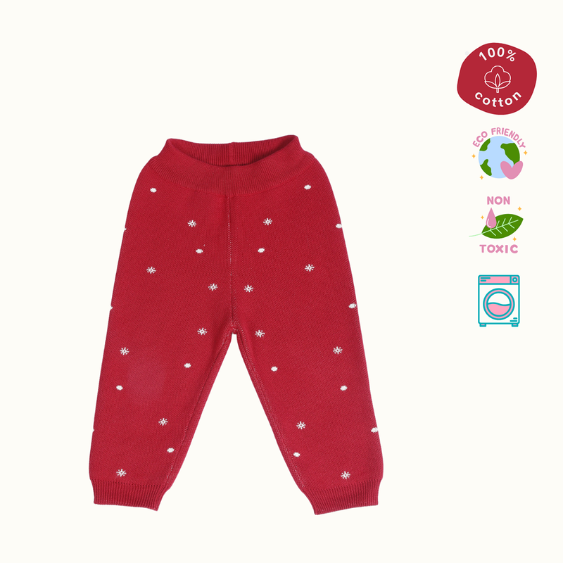 Cotton Jacquard Sweater, Lower & Cap Set | Penguine Printed | Navy Blue & Red | Set of 3、mySite、camillekostekn