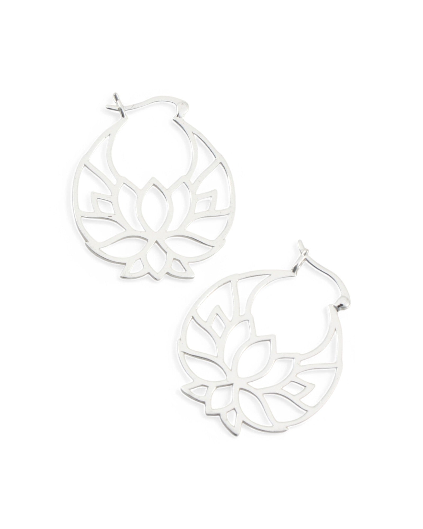 Sterling Silver Lotus Flower Hoop Earrings、mySite、topwebapps
