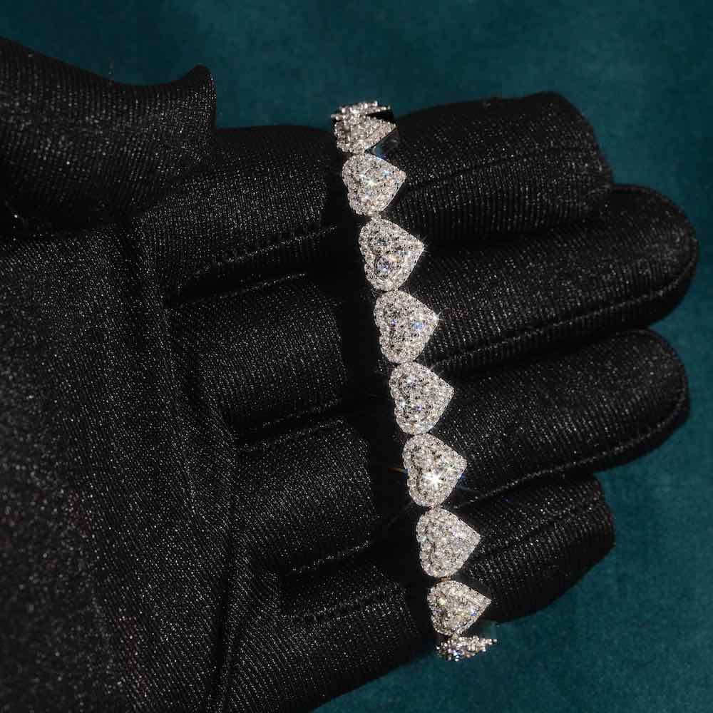 8MM Moissanite Heart Link Bracelet 14K Gold、mySite、hinf8tx79