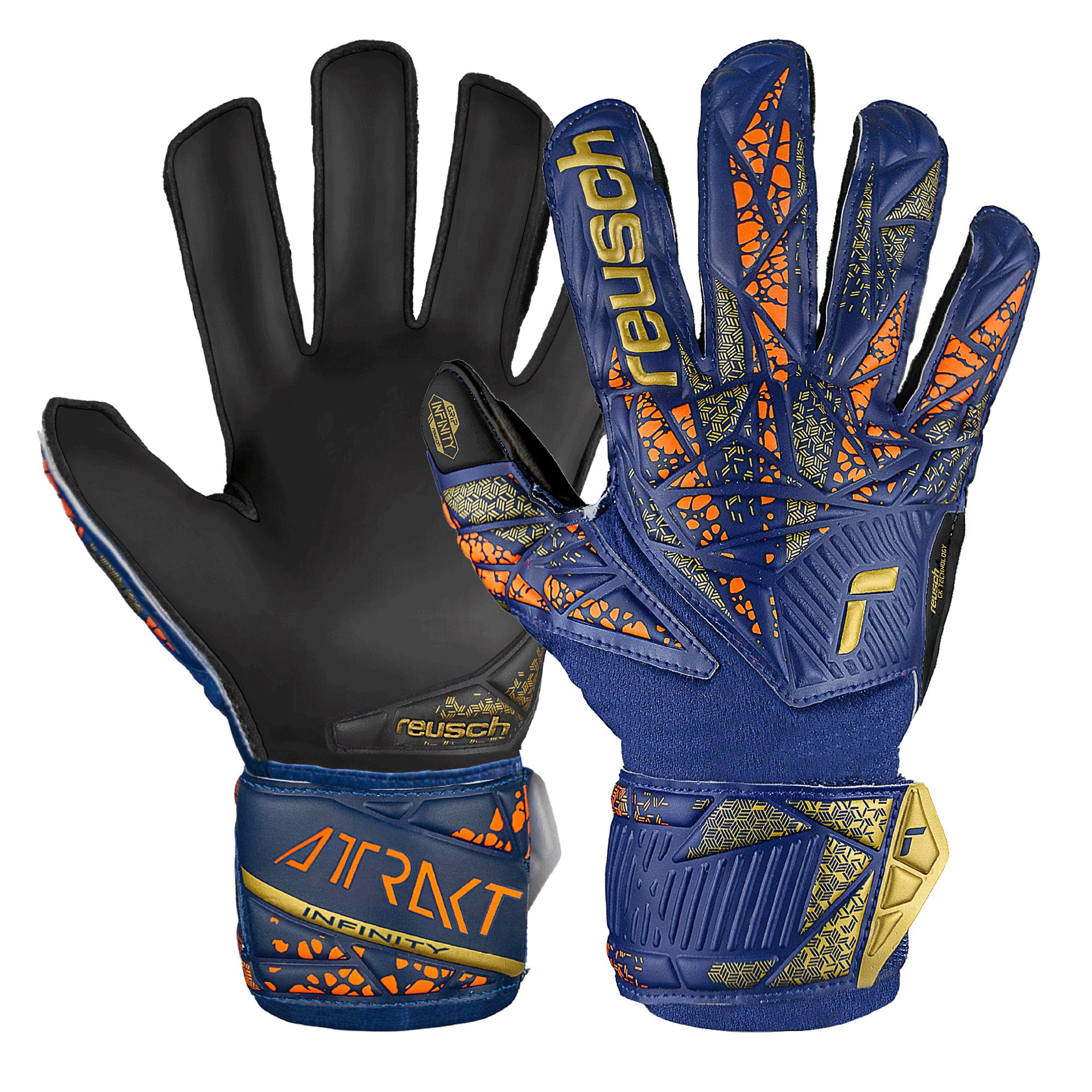 Reusch Kids Attrakt Infinity Fingersave Goalkeeper Gloves Gold/Black、mySite、bottomscart