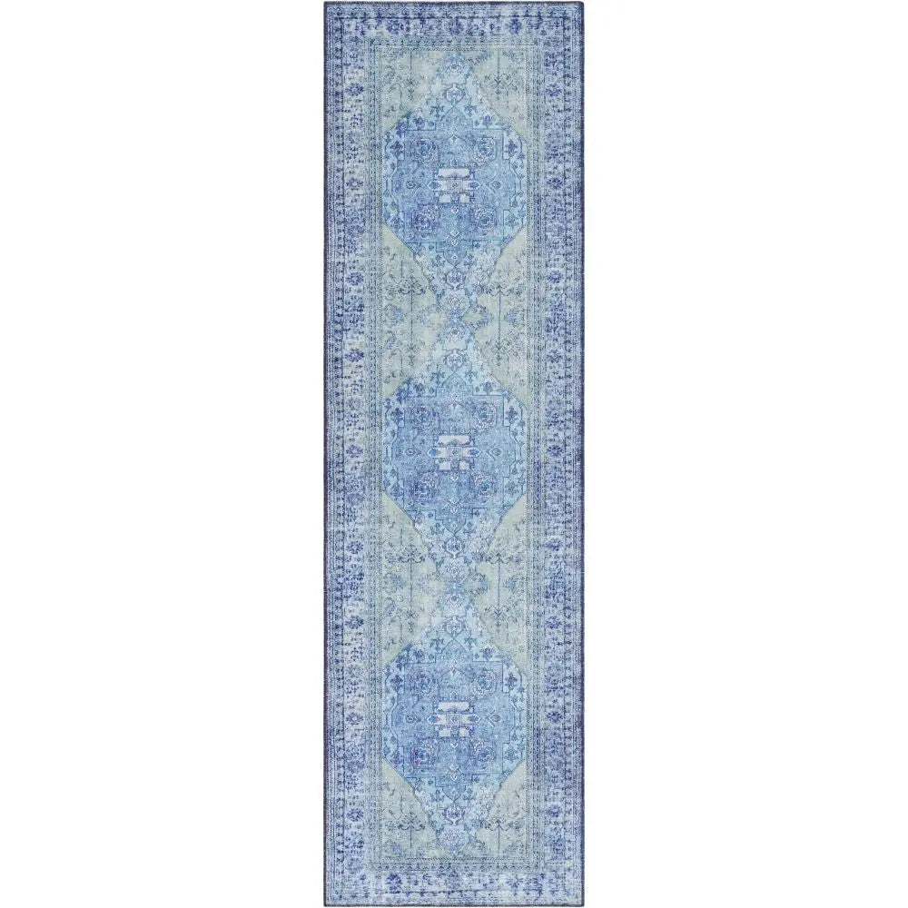 Gila Machine Washable 5'3 x 7'3 Vintage Bohemian Medallion Oriental Dark Blue Flat-Weave Rug、mySite、gigharbornorthrealestate