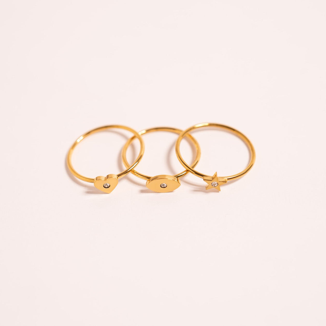 18K Gold PVD Stainless Steel CZ Stone Heart Symbol Ring / ZRJ0005、mySite、dreamappss