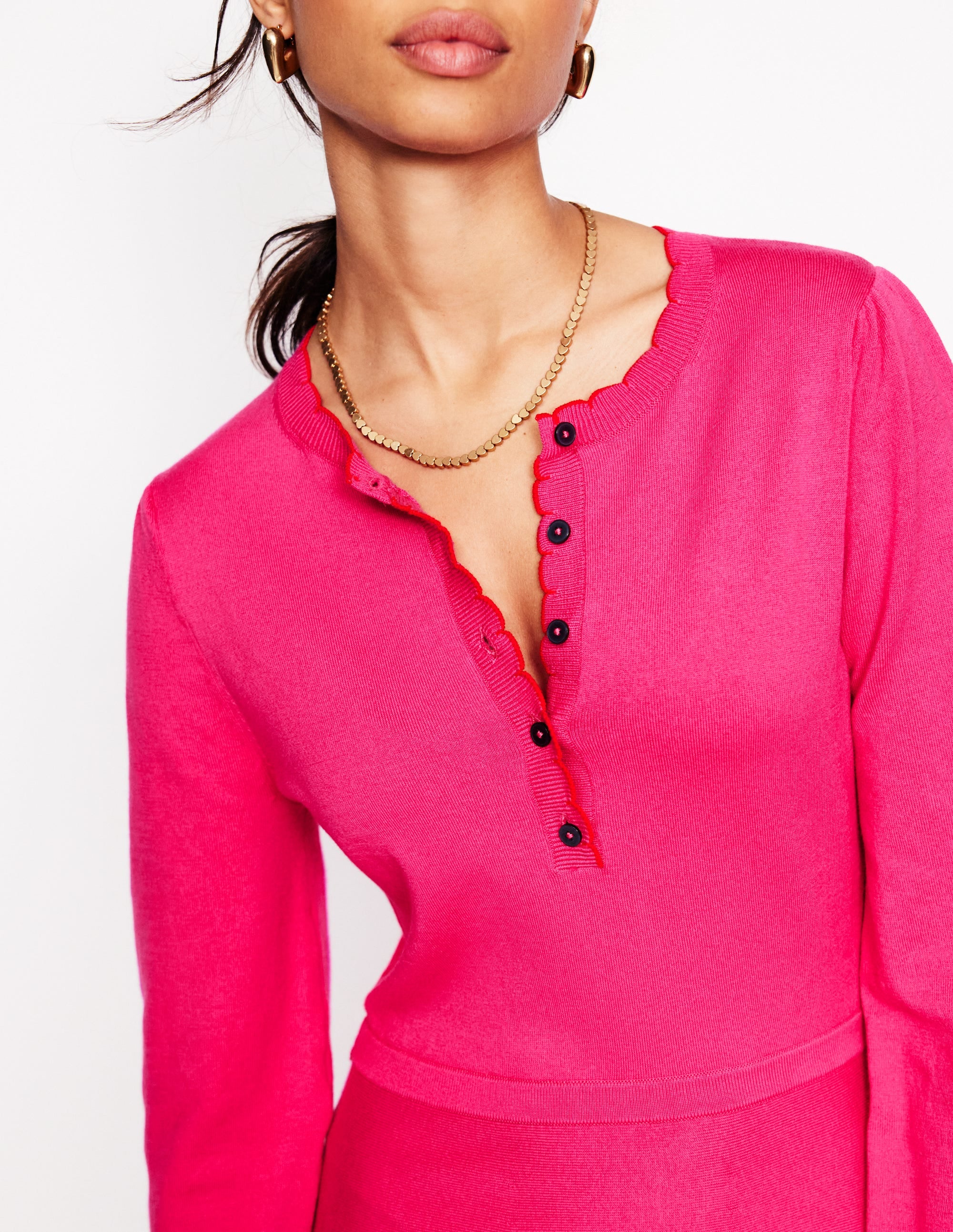  Scallop Henley Knitted Dress-Pink Peony、mySite、ashleygrahame